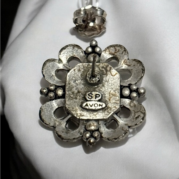 Vintage Avon Art Deco Crystal Rhinestone Earrings 1” - Picture 7 of 8